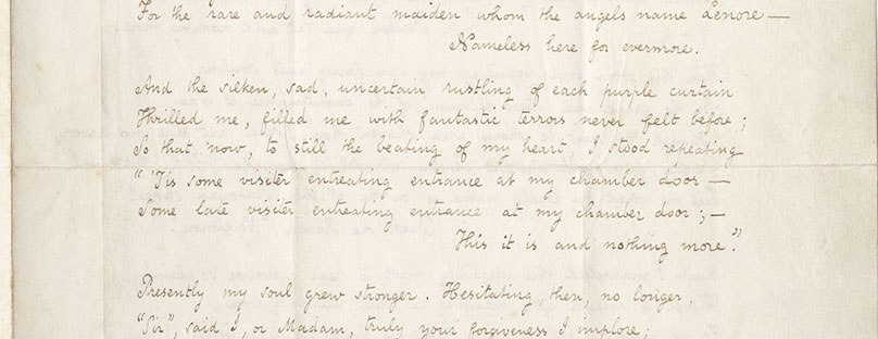 The Raven handwritten poem.